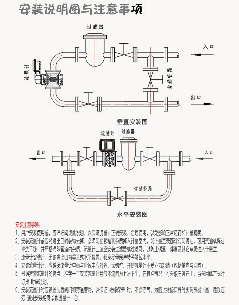 天然氣羅茨流量計(jì)安裝說明圖